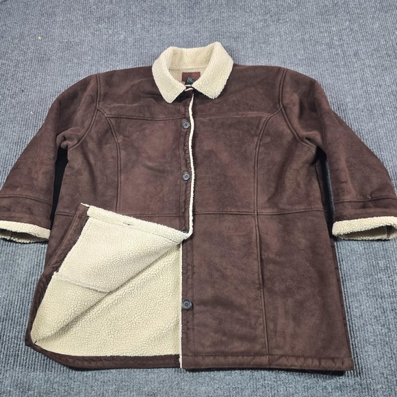 Lauren Ralph Lauren Jackets & Blazers - Lauren Ralph Lauren Coat Womens 3X Brown Faux Suede Sherpa Lined Button Front